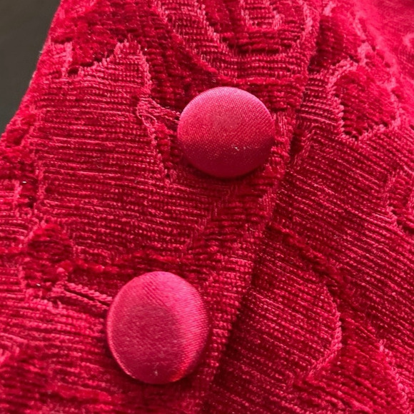 Nine West & Company Red Embossed Velvet Blazer Lined Velour Paisley 10P Jacket - Picture 5 of 10